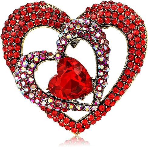 Teyolo Heart Brooch Gifts for Women Rhinestone/Enamel Valentine Love Heart Lapel Pins Jewelry for Mom Wife Lovers Elegant Dress Accessories in Saudi Arabia