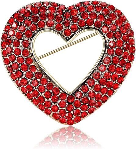 Teyolo Heart Brooch Gifts for Women Rhinestone/Enamel Valentine Love Heart Lapel Pins Jewelry for Mom Wife Lovers Elegant Dress Accessories in Saudi Arabia