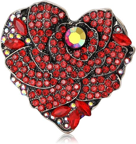 Teyolo Heart Brooch Gifts for Women Rhinestone/Enamel Valentine Love Heart Lapel Pins Jewelry for Mom Wife Lovers Elegant Dress Accessories in Saudi Arabia