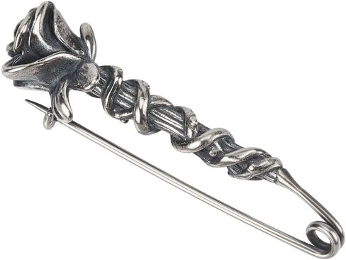 BENECREAT 925 Sterling Silver Rose Brooch, Elegant Silver Floral Pin, Women's Metal Flower Brooch for Boutonniere Floral Breastpin Scarf Dress Clothes Hat Accessories in Saudi Arabia