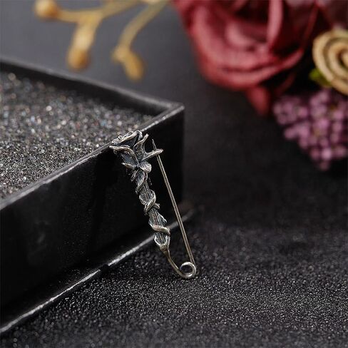 BENECREAT 925 Sterling Silver Rose Brooch, Elegant Silver Floral Pin, Women's Metal Flower Brooch for Boutonniere Floral Breastpin Scarf Dress Clothes Hat Accessories in Saudi Arabia