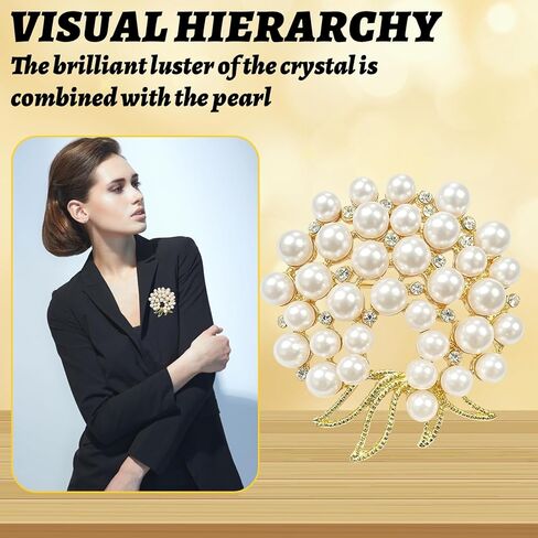4 PCS Pearl Brooch, Vintage Pearl Brooches for Women Wedding Dress, Elegant Pins for Blazer and Coat Decor in Kuwait