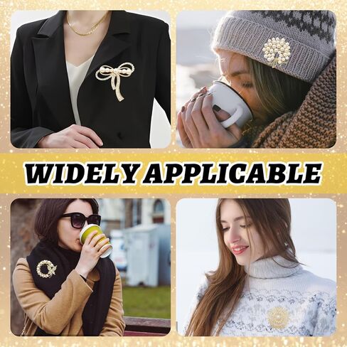 4 PCS Pearl Brooch, Vintage Pearl Brooches for Women Wedding Dress, Elegant Pins for Blazer and Coat Decor in Kuwait