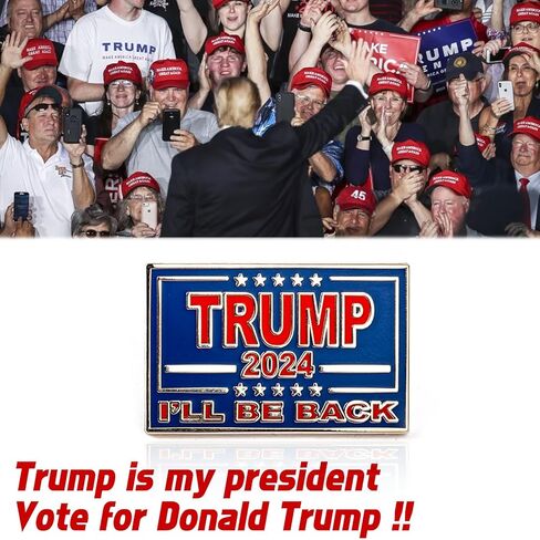 x xotic tech 2Pack Trump 2024 I'll Be Back Brooch Pin وTrump العلم الأمريكي طية صدر السترة دبوس المينا تذكارية وطنية الولايات المتحدة الأمريكية شارة للمعاطف والسترات والأسهم الانتخابات الرئاسية الأمريكية in Saudi Arabia