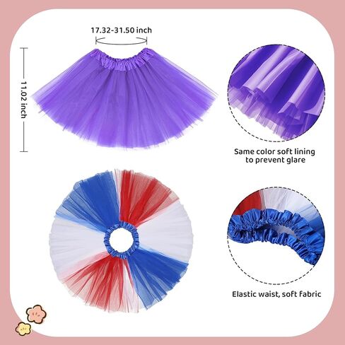 Zando 2 Pack 4th of July Red White and Blue Tutu for Toddler Girls American Flag Tutu Usa Patriotic 4 Layers 2-8 Years Halloween Princess Puffy Tulle Dance Birthday Party in Saudi Arabia