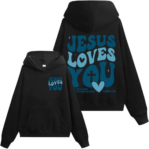 LEIMUGE Jesus Loves You Sweatshirt, Christian Shirts For Women, Bible Verse Christian Shirts in Saudi Arabia