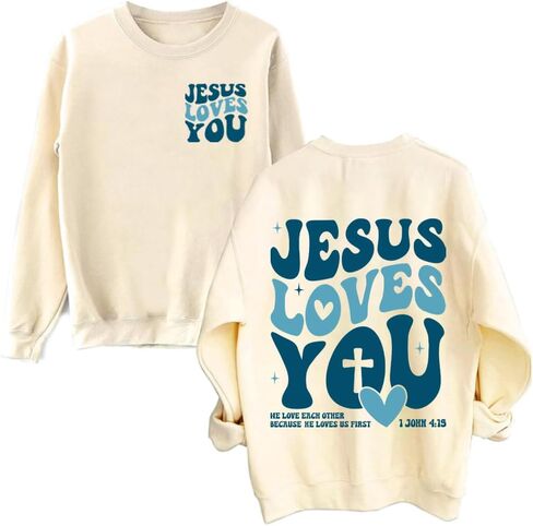 LEIMUGE Jesus Loves You Sweatshirt, Christian Shirts For Women, Bible Verse Christian Shirts in Saudi Arabia