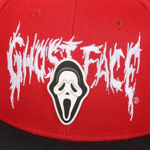 قناع Ghostface شارة مطاطية قبعة بيسبول حمراء مسطحة in Saudi Arabia