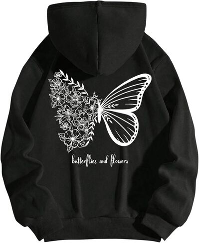 SHENHE Women's Graphic Hoodie Pullover Butterfly Print Long Sleeve Fall Fashion Sweatshirt in Saudi Arabia