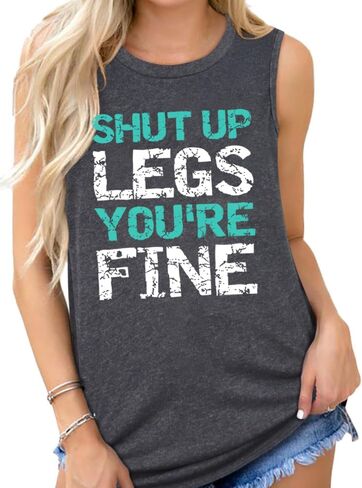 ROSSOSSOR Shut Up Legs You're Fine Workout Graphic Tank Tops Woman Summer Fitness Sleeveless Shirts for Women in Saudi Arabia