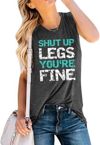 ROSSOSSOR Shut Up Legs You're Fine Workout Graphic Tank Tops Woman Summer Fitness Sleeveless Shirts for Women in Saudi Arabia