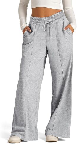Women's High Waist Wide Leg Pants with Pockets, Casual Drawstring Loose Fit Pants for Comfort and Style in Saudi Arabia