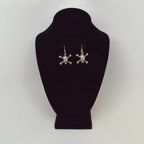 Gothic Skull and Crossbones Dangle Earrings with Red Austrian Crystal Eyes in Saudi Arabia
