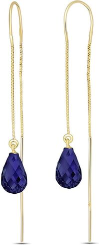 Galaxy Gold GG 14K Gold Threaded Natural Blue Sapphire Dangle Earrings in Saudi Arabia
