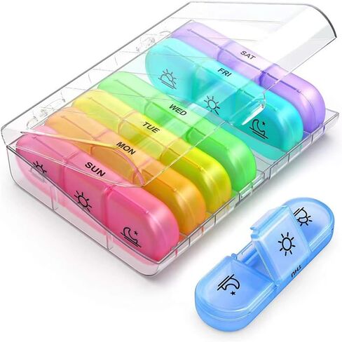 Weekly Pill Organizer Large Pill Box 7 Day Easy to Use, Portable Pills Case for Travel with Double Protection in Saudi Arabia