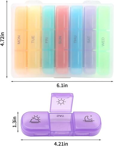 Weekly Pill Organizer Large Pill Box 7 Day Easy to Use, Portable Pills Case for Travel with Double Protection in Saudi Arabia