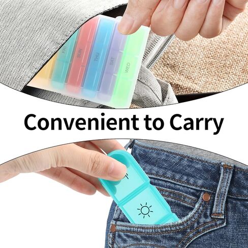 Weekly Pill Organizer Large Pill Box 7 Day Easy to Use, Portable Pills Case for Travel with Double Protection in Saudi Arabia