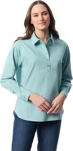 Gloria Vanderbilt Womens Amanda High-Low Long Sleeve Pullover Shirt Standard in Saudi Arabia