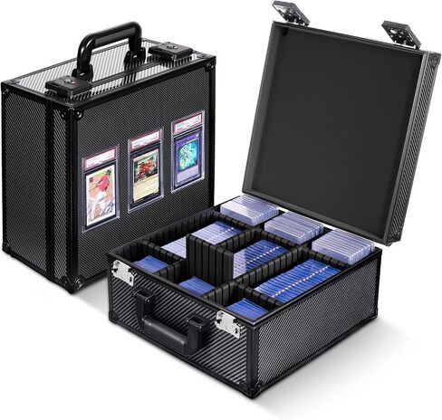 صندوق تخزين Kabinka Toploader لـ 3 "× 4" 35pt من البطاقات الصلبة ، مربع تخزين بطاقات التداول مع قفل مزيج ، حالة تخزين أعلى محمولة ، حالة بطاقة رياضية (يحمل 600+ محمل أعلى ، أسود) in Kuwait