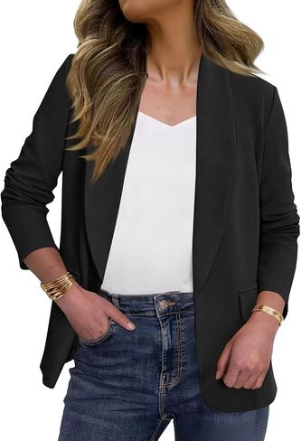 Womens Casual Work Office Blazers Fashion Open Front Long Sleeve Blazer Jackets Lightweight Business Suit Jacket in Saudi Arabia