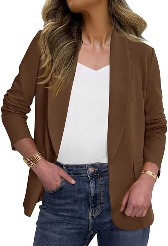 Womens Casual Work Office Blazers Fashion Open Front Long Sleeve Blazer Jackets Lightweight Business Suit Jacket in Saudi Arabia