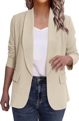 Womens Casual Work Office Blazers Fashion Open Front Long Sleeve Blazer Jackets Lightweight Business Suit Jacket in Saudi Arabia