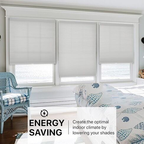 CHICOLOGY Cellular Shades – 28x84 Cordless Honeycomb Window Blinds, Morning-Mist | Energy Efficient | Light Filtering | Noise Reducing | Ideal for Bedrooms, Offices & Kitchens in Saudi Arabia