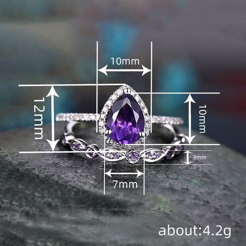 A Set Of Purple Elegant Water Droplet Zirconia Ring For Women Exquisite Light Luxury Rings Ladies Fine Jewelry Daily Life Dating Decor For Wedding in Saudi Arabia