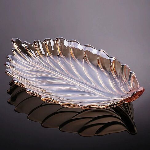 Creative Colorful Hand painted Crystal Glass Leaf-shaped Decorative Bowl -12.2 inch Diameter Fruit Display & Kitchen Table Centerpiece. in Saudi Arabia