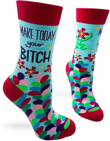 Fabdaz Make Today Your B-tch Funny Novelty Crew Socks for Women - 1 Pair, Multicolor in Saudi Arabia