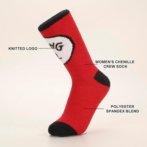 Bioworld Dr Seuss Thing 1 and Thing 2 Red Womens Chenille Cozy Crew Socks in Saudi Arabia
