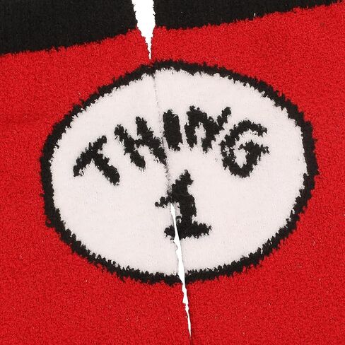 Bioworld Dr Seuss Thing 1 and Thing 2 Red Womens Chenille Cozy Crew Socks in Saudi Arabia