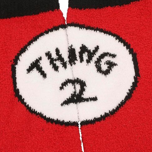 Bioworld Dr Seuss Thing 1 and Thing 2 Red Womens Chenille Cozy Crew Socks in Saudi Arabia