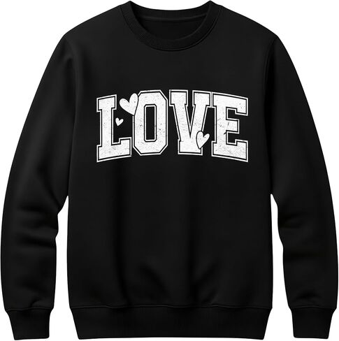 Valentine's Day Heart Sweatshirt for Women, Heart Sweater for Valentine, Love Graphic, Cotton Blend Fleece, Classic Fit in Saudi Arabia