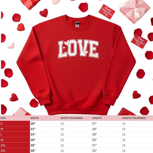 Valentine's Day Heart Sweatshirt for Women, Heart Sweater for Valentine, Love Graphic, Cotton Blend Fleece, Classic Fit in Saudi Arabia