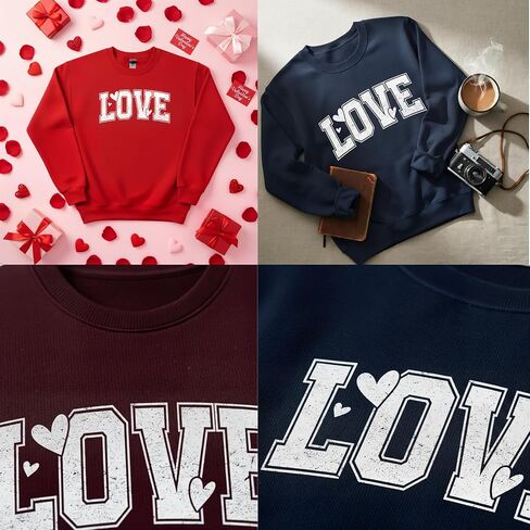 Valentine's Day Heart Sweatshirt for Women, Heart Sweater for Valentine, Love Graphic, Cotton Blend Fleece, Classic Fit in Saudi Arabia