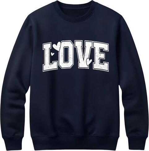 Valentine's Day Heart Sweatshirt for Women, Heart Sweater for Valentine, Love Graphic, Cotton Blend Fleece, Classic Fit in Saudi Arabia