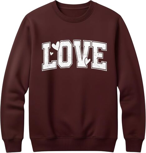 Valentine's Day Heart Sweatshirt for Women, Heart Sweater for Valentine, Love Graphic, Cotton Blend Fleece, Classic Fit in Saudi Arabia