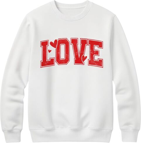 Valentine's Day Heart Sweatshirt for Women, Heart Sweater for Valentine, Love Graphic, Cotton Blend Fleece, Classic Fit in Saudi Arabia