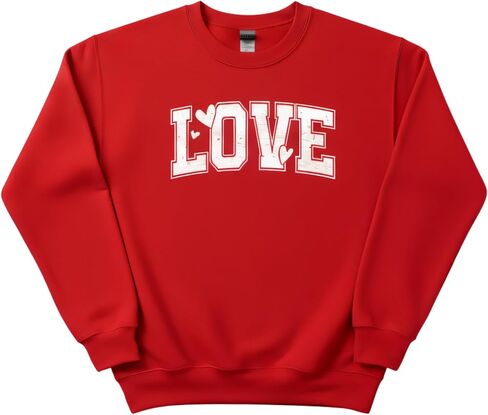Valentine's Day Heart Sweatshirt for Women, Heart Sweater for Valentine, Love Graphic, Cotton Blend Fleece, Classic Fit in Saudi Arabia
