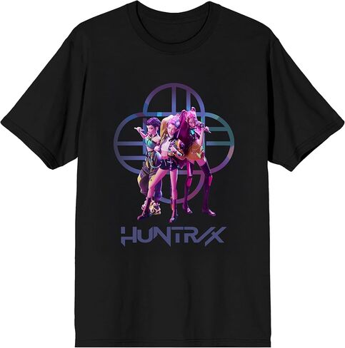 تي شيرت Kpop Demon Hunters HuntrX Together للكبار ذو رقبة دائرية سوداء وأكمام قصيرة in Saudi Arabia
