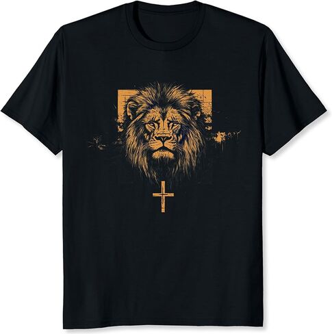 Lion of Judah Shirt Christian Shirts for Men Christian Gifts Cross Graphic Tee in Saudi Arabia