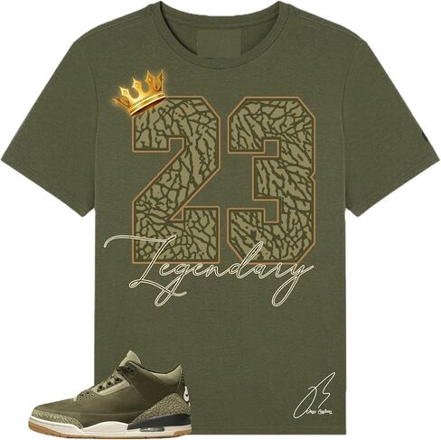 T-Shirt to Match Retro 3 Family Affair Olive Green, 23 Sneaker Match Graphic Tee, Best Gift, Mens Clothing, Unisex Tops in Saudi Arabia