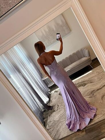 Sequins Mermaid Prom Dresses with Slit for Women 2025 Halter Sweetheart Formal Dress He5164 in Saudi Arabia