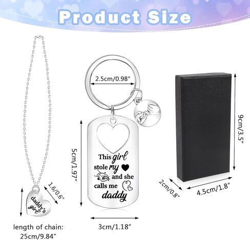 Konsait Dad Keychain ابنة قلادة من أبي، هدايا عيد الميلاد للابنة الأب، سلسلة مفاتيح الأب هذه الفتاة سرقت قلبي وهي تدعوني بابا سلسلة مفاتيح فتاة هدايا الأب in Kuwait