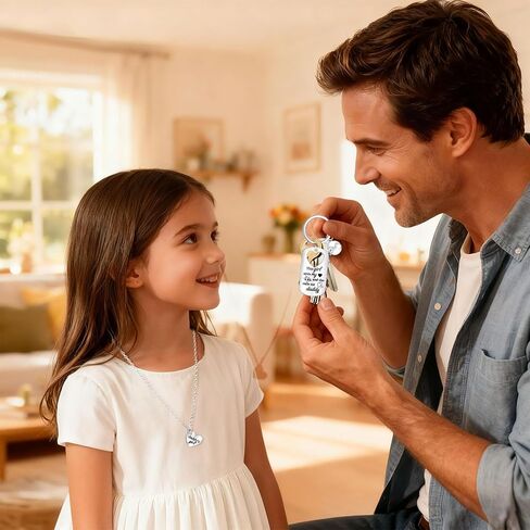 Konsait Dad Keychain ابنة قلادة من أبي، هدايا عيد الميلاد للابنة الأب، سلسلة مفاتيح الأب هذه الفتاة سرقت قلبي وهي تدعوني بابا سلسلة مفاتيح فتاة هدايا الأب in Kuwait