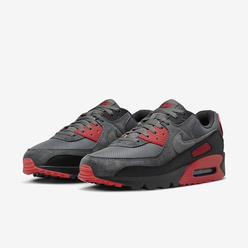 Nike Air Max 90 Men's Shoes (DM0029-007, Black/Iron Grey/Fire Red/Smoke Grey) Size 7 in Saudi Arabia