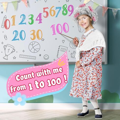 أزياء Biubee Old Lady للفتيات والأطفال، مجموعة أزياء 100 يوم للفتيات 100 يوم من المدرسة لـ 3 4 5 6 7 8 9 10 in Kuwait