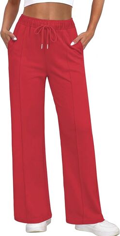 Warmrole Womens Sweatpants Wide Leg High Waisted Trendy Straight Leg Sweat Pants Joggers for Lounge, Travel, Casual, S-XL in Saudi Arabia