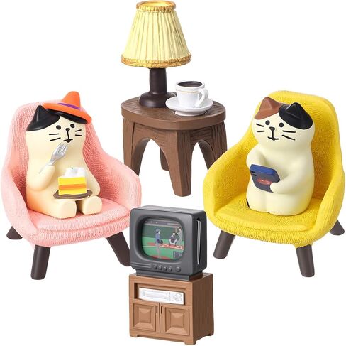 GGSTDDUP Cute Mini Cat Playing Phone Eating Cake on Sofa 6Piece Resin Set for Office Home Decor Gift for Cat Lovers in Saudi Arabia